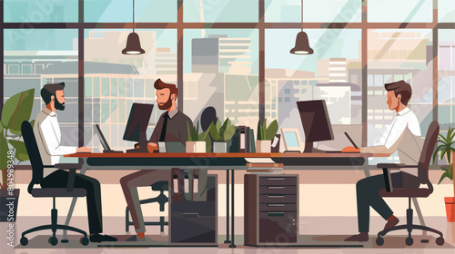 Men working in the office avatar character Vector illustration