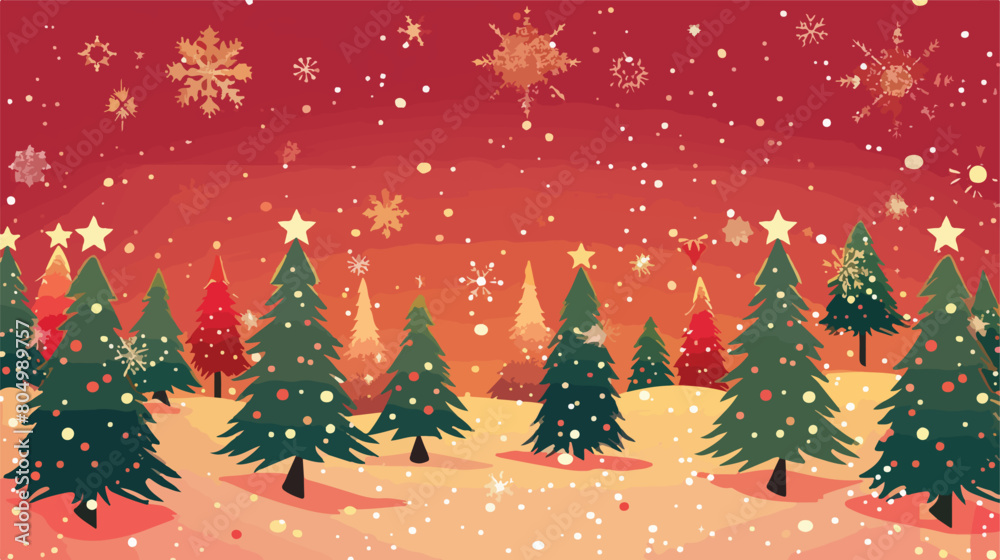 Merry Christmas design over red background vector illustration