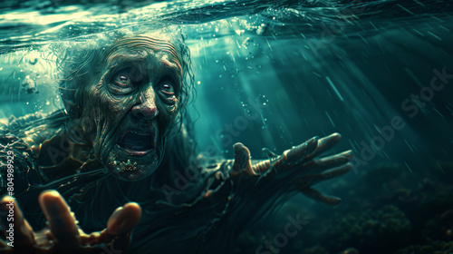 old woman with Despair: Hollow gaze, trembling hands, drowning in a sea of hopelessness. © Дмитрий Симаков