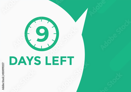9 days to go countdown template. 9 day Countdown left days banner design. 9 Days left countdown timer
