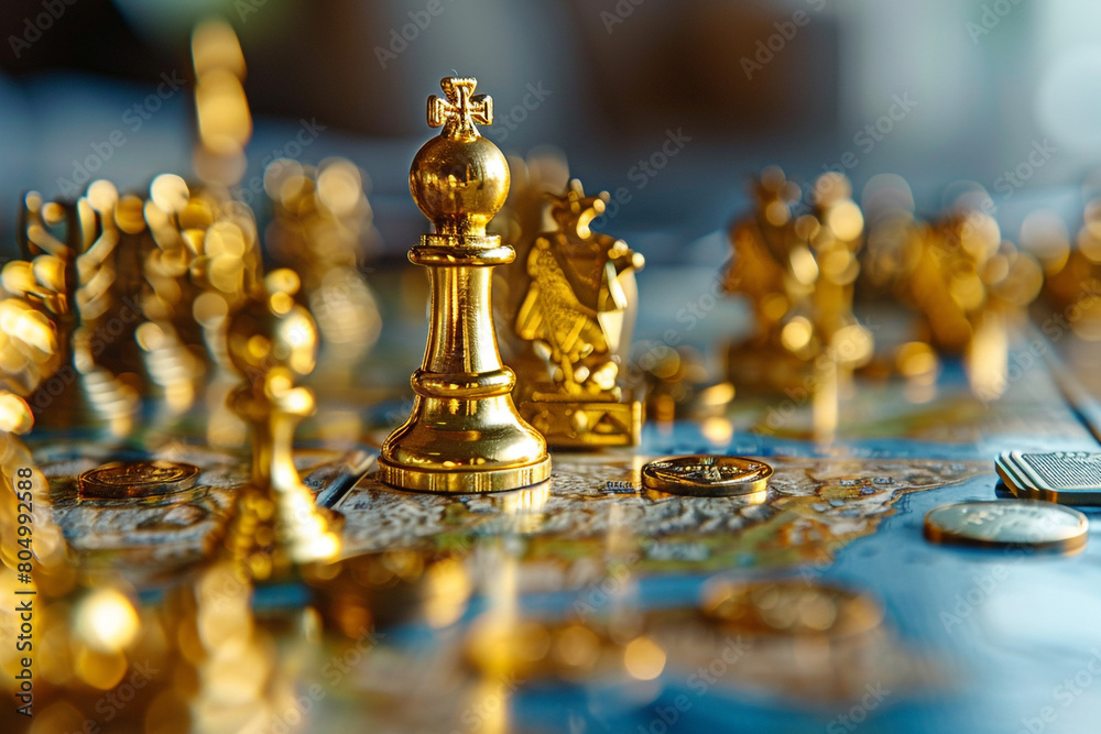An investment strategy board game with pieces made of gold and precious metals  
