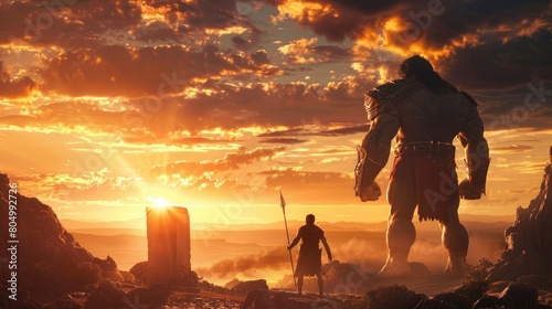 The Timeless Battle: David Versus Goliath in the Sunset