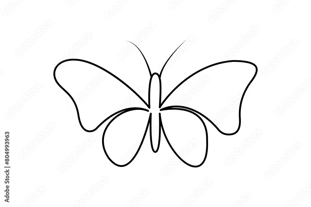 Butterfly continuous one line drawing of Isolated outline vector art white background Butterfly continuous one line drawing of Isolated outline vector art white background