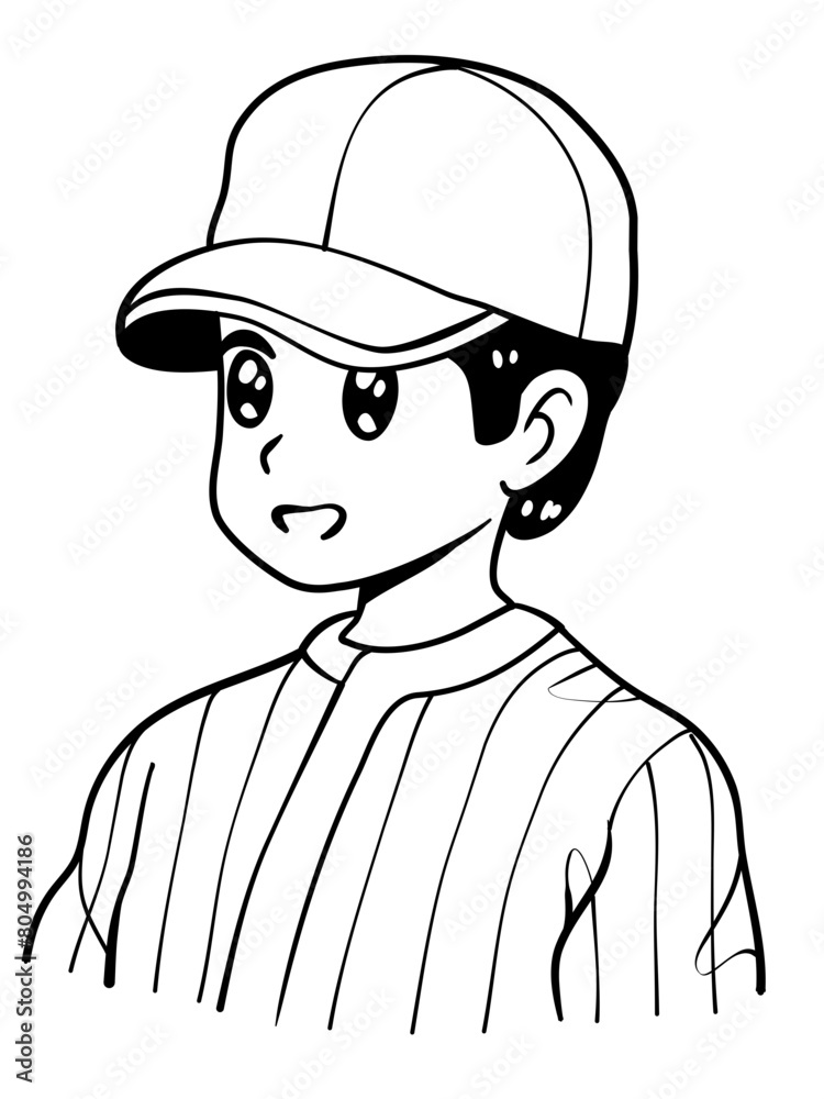 Anime boy in baseball uniform