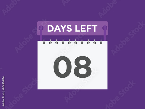 8 days to go countdown template. 8 day Countdown left days banner design. 8 Days left countdown timer
