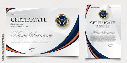 certificate awarded with modern background. graduation design elements, best employees and others.