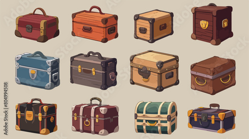 Old trunks boxes transport icon Vector illustration.
