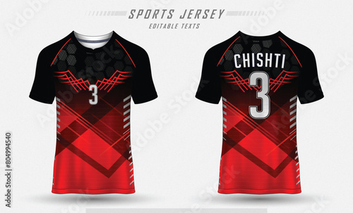 Sports Soccer Jersey Red Black