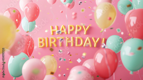 Text HAPPY BIRTHDAY on pink background