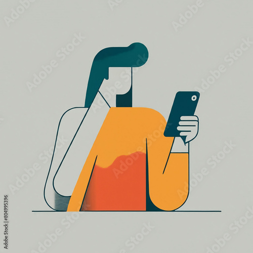 An illustration of a person using mobile phone