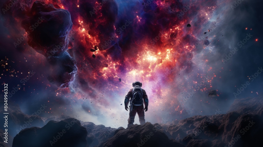 Astronaut exploring in the space. Astronaut exploring in the space.