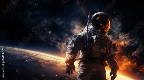 Astronaut exploring in the space.