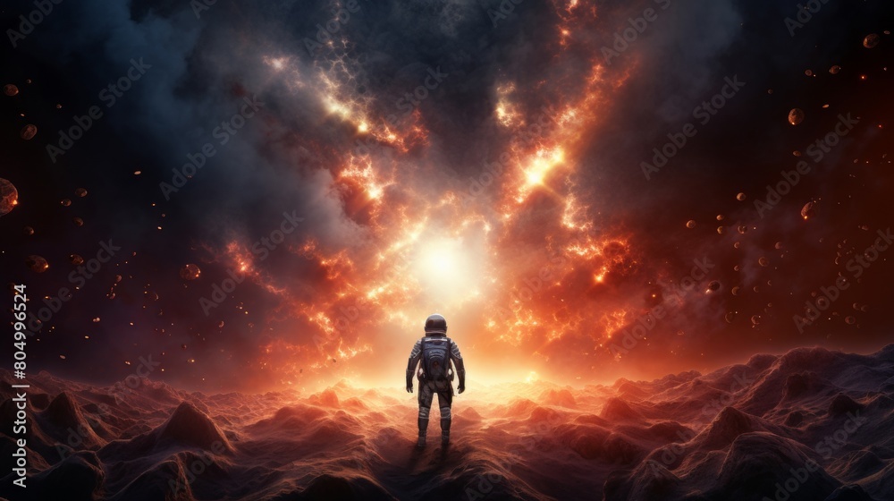 Fototapeta premium Astronaut exploring in the space.