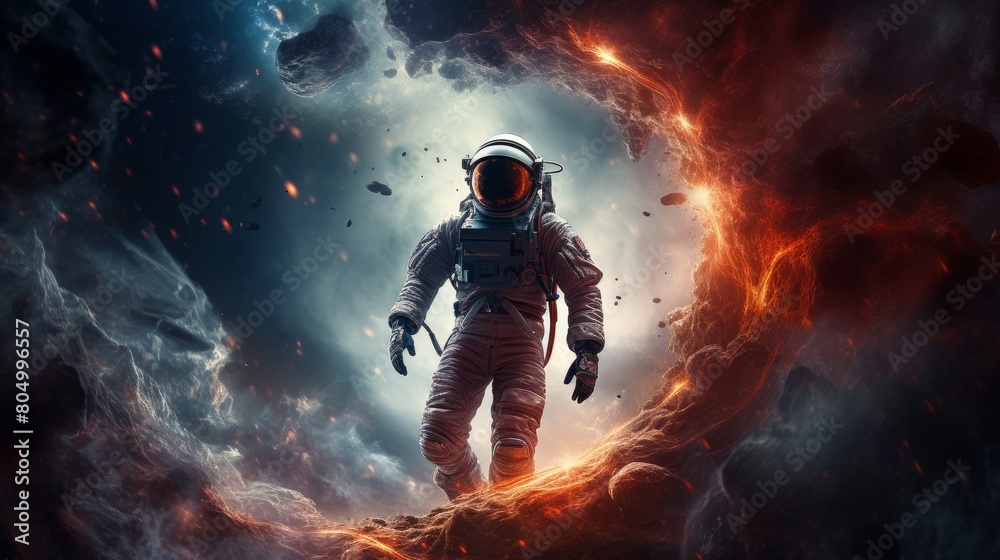 Astronaut exploring in the space. Astronaut exploring in the space.