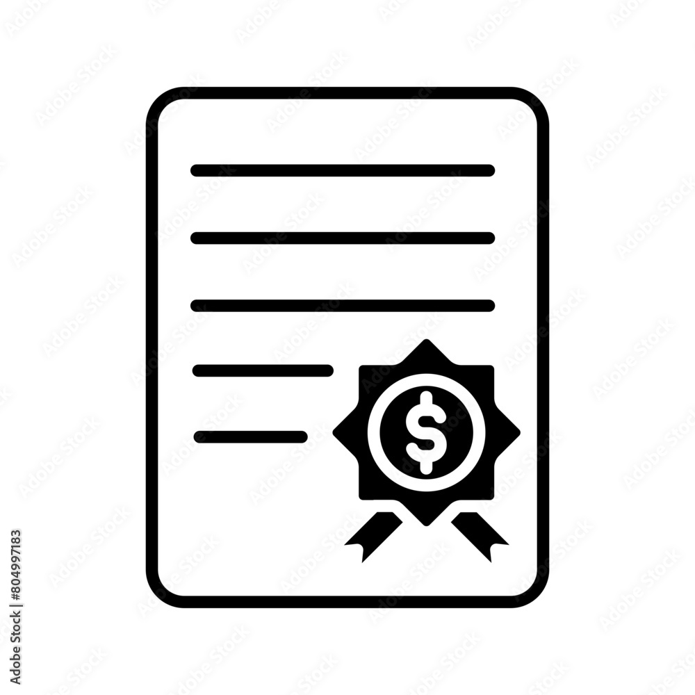 A document with award achievement badge, certificate and business document icon vector A document with award achievement badge, certificate and business document icon vector