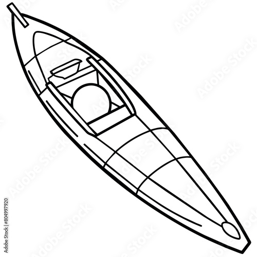 kayak outline illustration digital coloring book page line art drawing