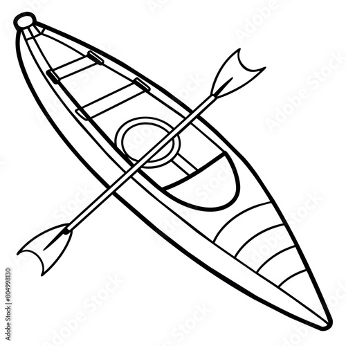 kayak outline illustration digital coloring book page line art drawing