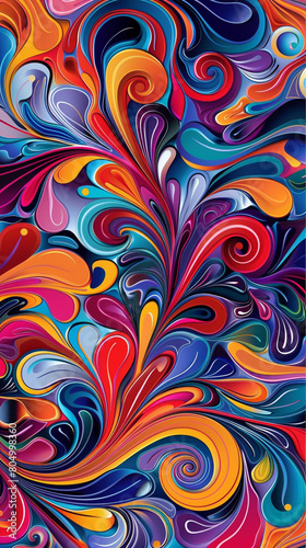 Seamless swirling with vibrant colors in a abstract pattern