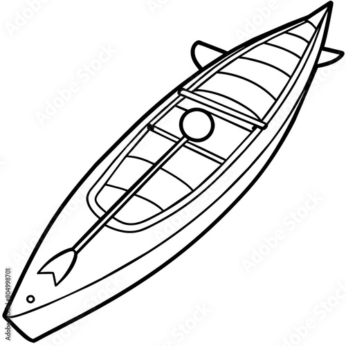 kayak outline illustration digital coloring book page line art drawing