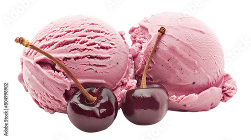 Refreshing Cherry Ice Cream Sherbet Perfect for Summer Treats, Isolated on Transparent Background for Creative Designs and Graphic Resources