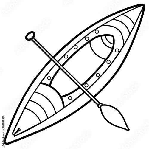 kayak outline illustration digital coloring book page line art drawing