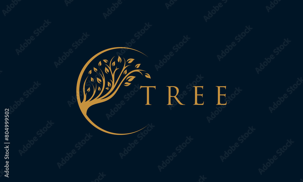 Tree logo icon design. Garden plant natural symbols template. Tree of life branch with leaves Tree logo icon design. Garden plant natural symbols template. Tree of life branch with leaves