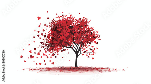 Red tree with heart leaves icon vector illustraction photo