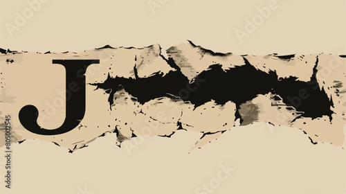 Ripped ransom paper with letter J Vector illustration photo