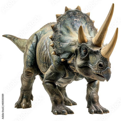 A large dinosaur with a horn on its head photo
