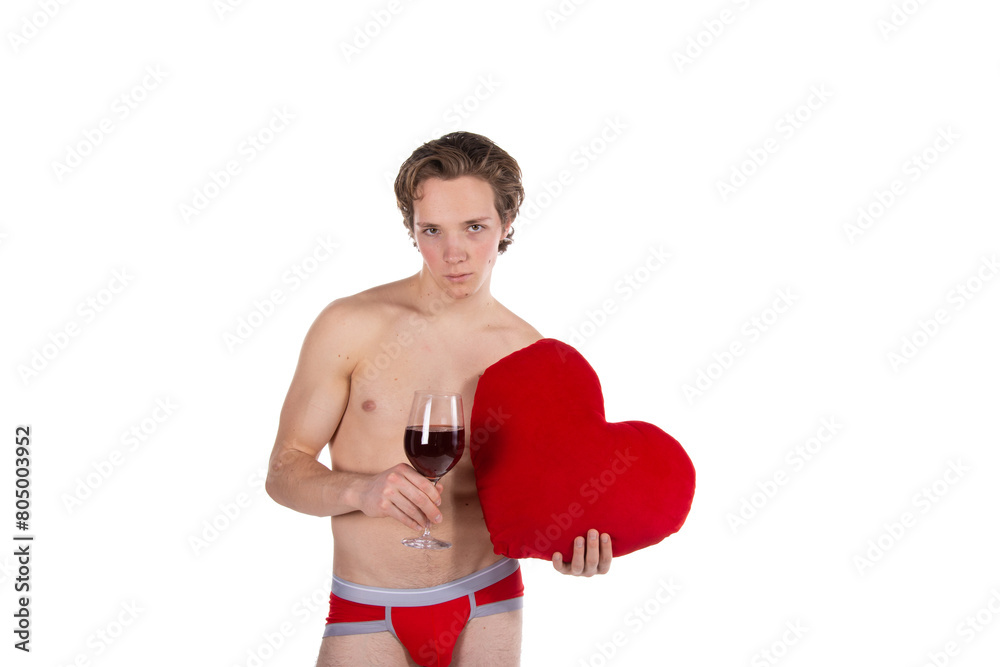 Valentine's Day and an attractive young guy with gifts. Valentine's Day and an attractive young guy with gifts.