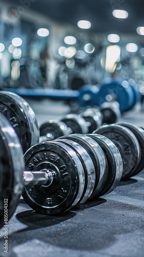 dumbbells in a gym as a symbol picture for fitness and health