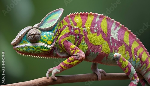 A Chameleon With Its Skin Adorned With Intricate P  2