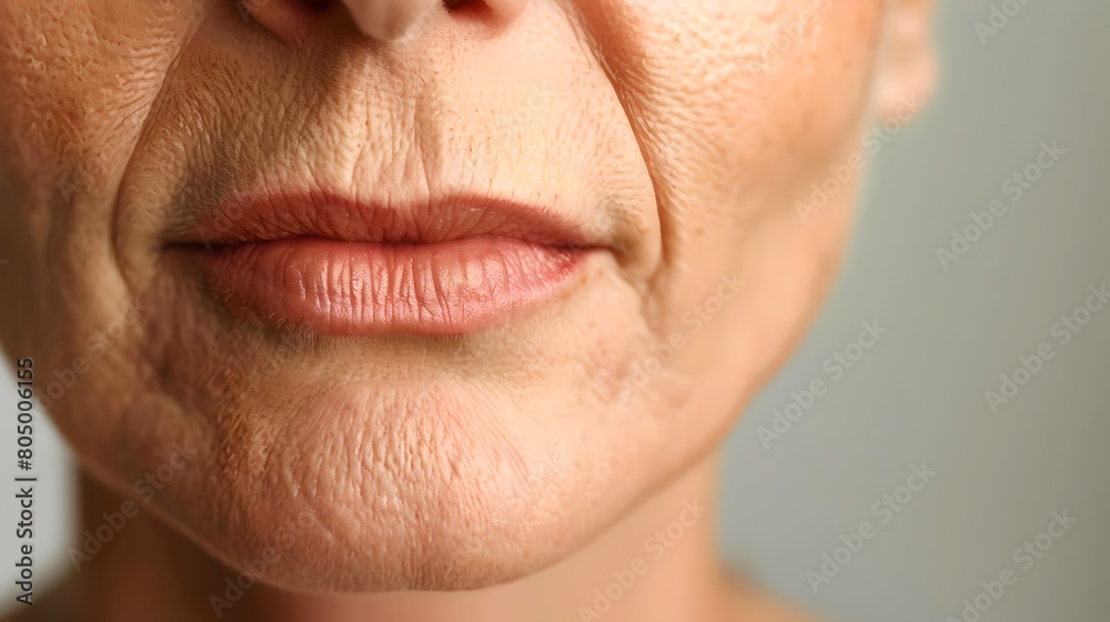 © Irina Ukrainets - Close-up of a woman's smile, focusing on lips and chin. Warm intimate portrait. Stock image for beauty and health. Ideal for advertising. AI © Irina Ukrainets - Close-up of a woman's smile, focusing on lips and chin. Warm intimate portrait. Stock image for beauty and health. Ideal for advertising. AI
