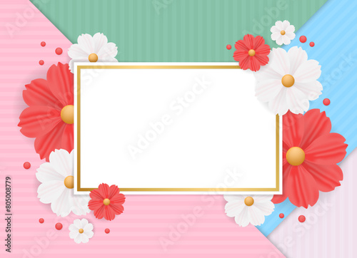 spring Banner flower frame, paper cut spring flowers background, flyers, invitation, posters, brochure, voucher discount.