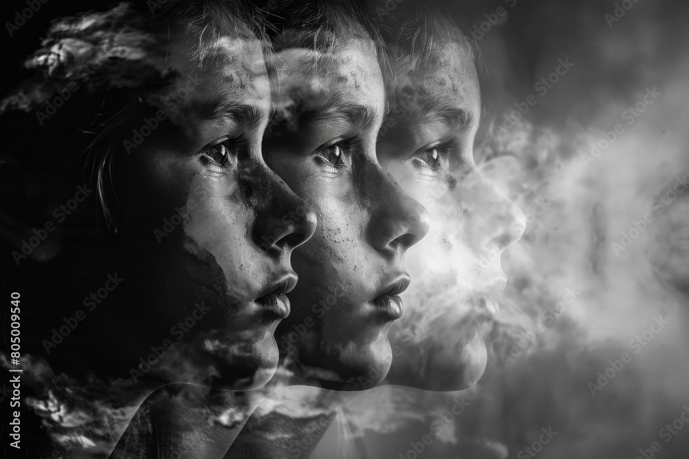 Mysterious Smoke-Enshrouded Faces in Black and White Mysterious Smoke-Enshrouded Faces in Black and White