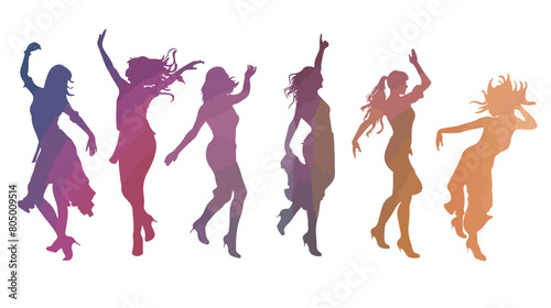 Silhouette of dancing woman in white background vector