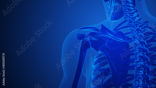 Shoulder Joint Pain with blue background photo