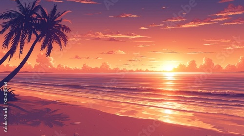 Beach Beauty: Sunrise Landscape with Pink Sky photo