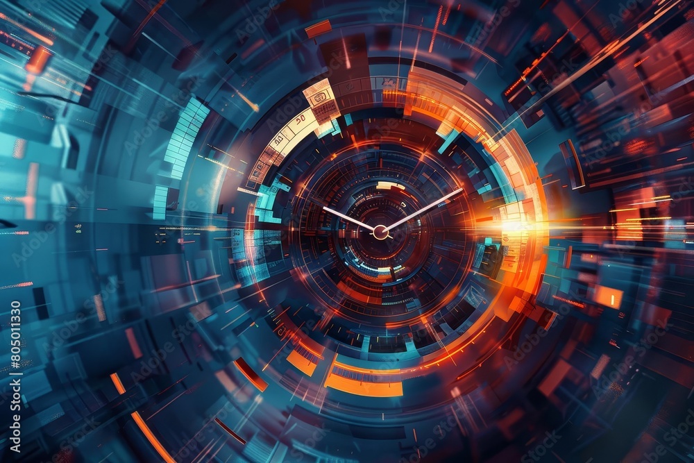 Obraz premium A clock ticking, symbolizing the rapid pace of technological advancement