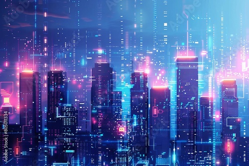 Wallpaper Mural A city skyline built with computer code Torontodigital.ca