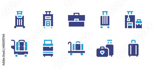 Luggage icon set. Duotone color. Vector illustration. Containing luggage, baggage, luggagecart, travel, suitcase.