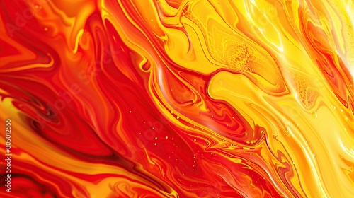 abstract background flowing liquid in yellow and red swirls
