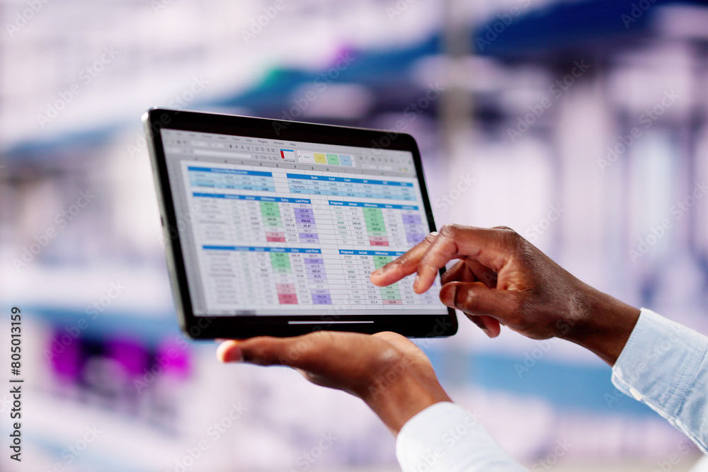 Professional Analyst Employee Using Spreadsheet Data Professional Analyst Employee Using Spreadsheet Data