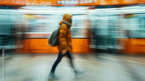 Dynamic Urban Life: People Captured in Motion Against Blurred City Lights   © Stefan