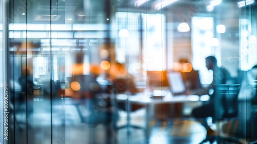 Wallpaper Mural Bright business workplace with people in walking in blurred motion in modern office space Torontodigital.ca