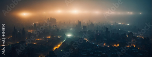Dystopian Alien Metropolis, A city of unknown origins, shrouded in mist and illuminated by strange, pulsating lights, where the architecture hints at a civilization beyond our understanding.