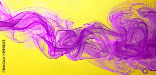 Rich purple smoke abstract background wafts over a bright yellow background.
