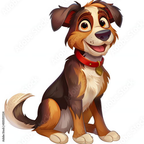 Loyal dog character isolated on white background  text area  png 
