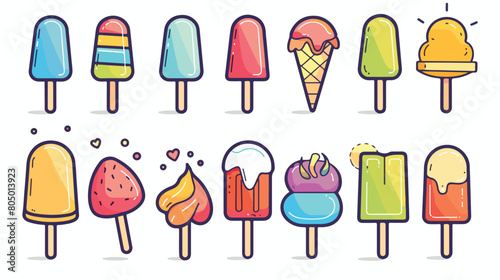 Stick ice cream line style icon design Sweet dessert