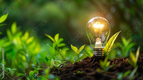 Bright idea concept with light bulb in nature
